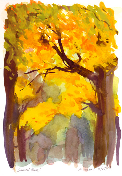Foliage in Mt Auburn 2009 #3 (gouache)