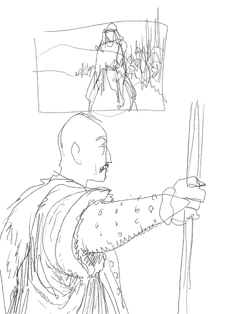 sketch by Gareth Hinds from the film “Mongol”